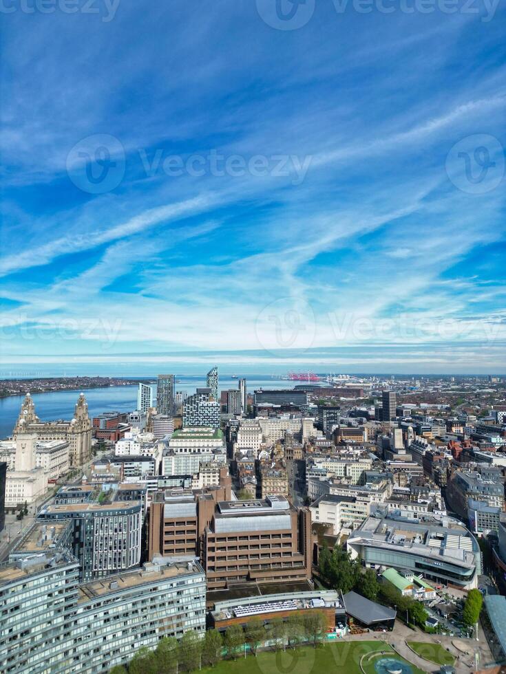 High Angle View of Modern British City Centre of Liverpool, The Maritime city in northwest England, United Kingdom. May 5th, 2024 photo