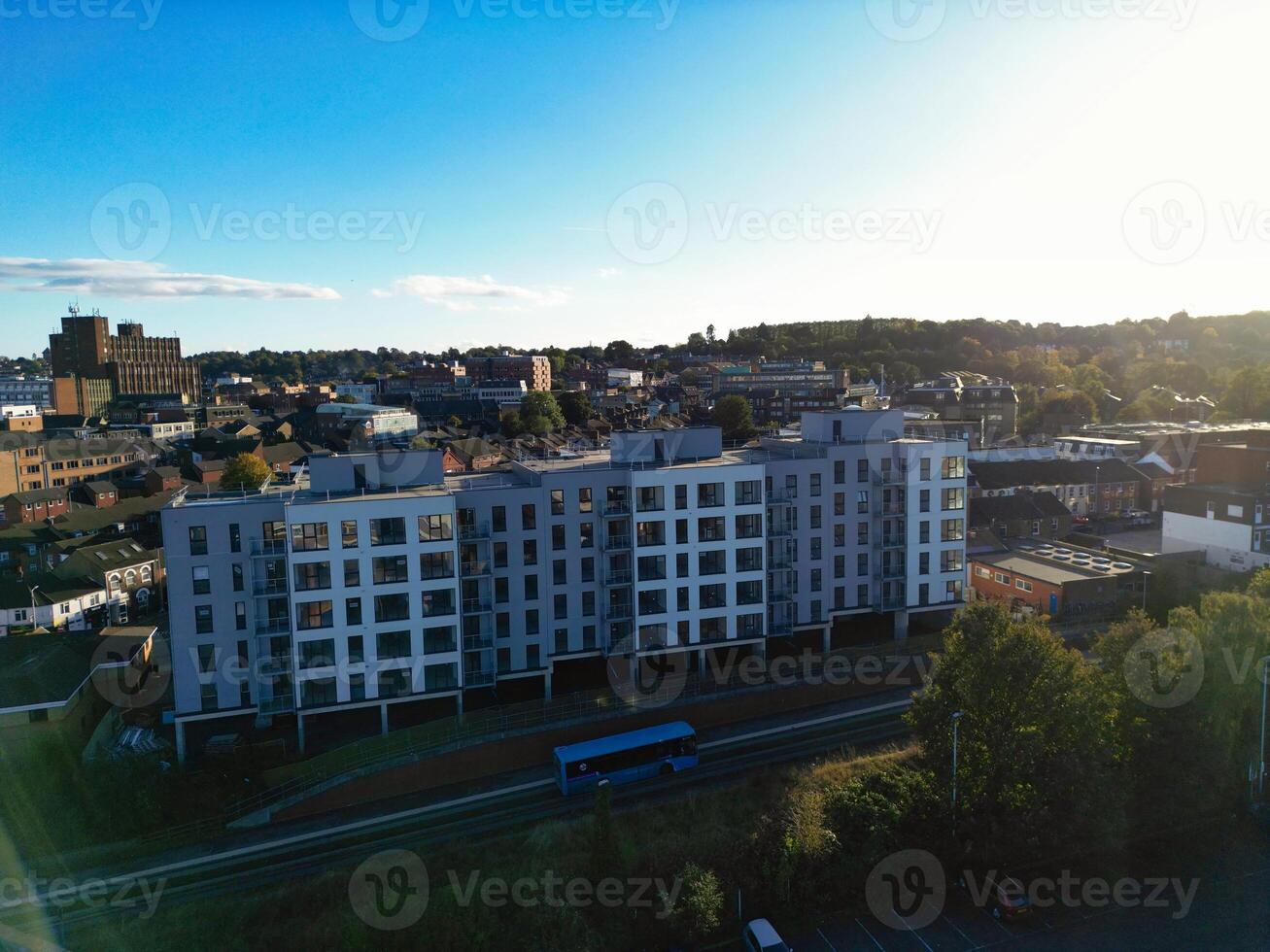 Aerial View of Luton City During Bright sunny day over England UK. October 22nd, 2023 photo
