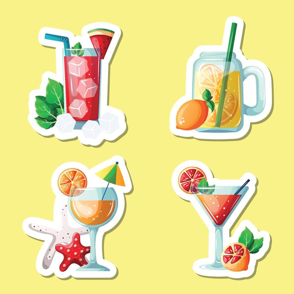 summer juice variation illustration set vector