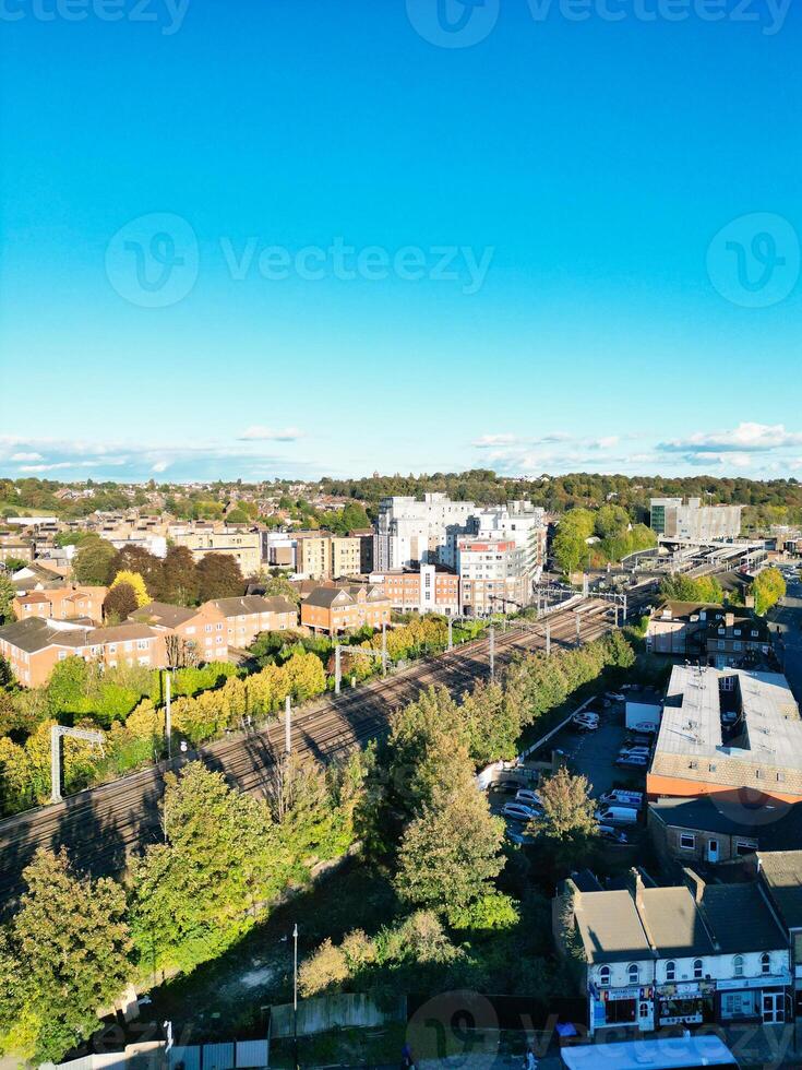 Aerial View of Luton City During Bright sunny day over England UK. October 22nd, 2023 photo