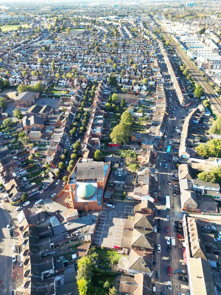 Aerial View of Luton City During Bright sunny day over England UK. October 22nd, 2023 photo