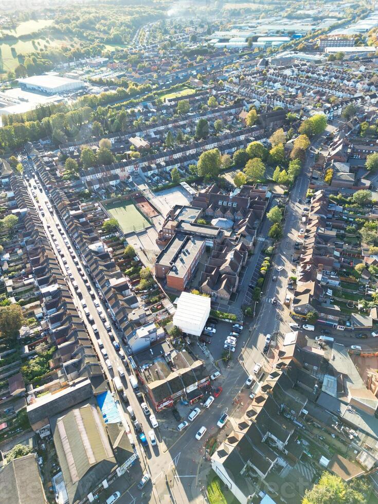 Aerial View of Luton City During Bright sunny day over England UK. October 22nd, 2023 photo