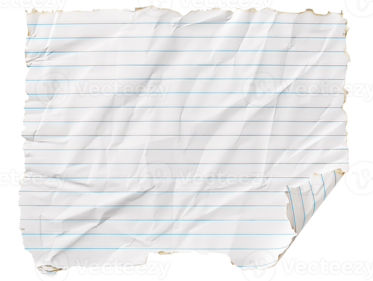 Notebook paper with torn edges on isolated background png