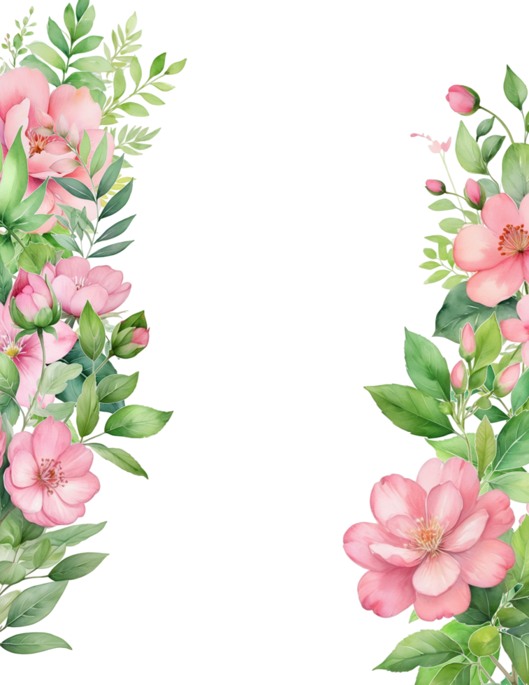 Floral border clipart, Invitation background with flowers png