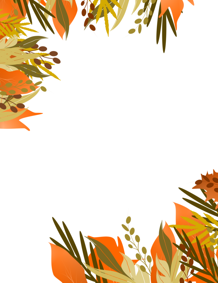 Autumn leaves frame on transparent background png