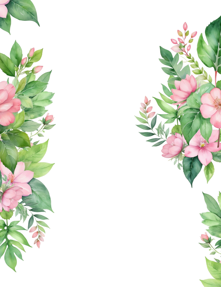 Floral watercolor frame border, Flowers ornament background png