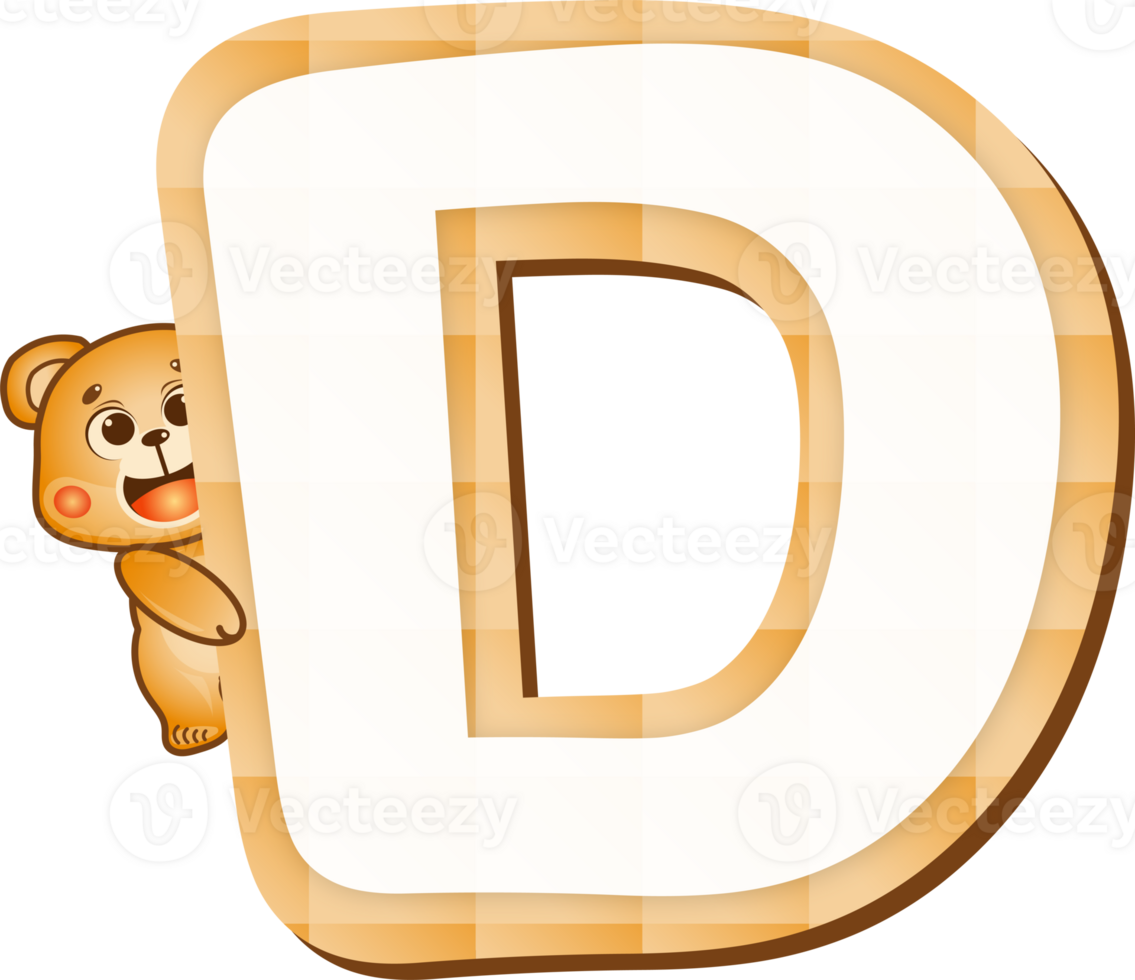 Cute Teddy Bear Alphabet Letter D png