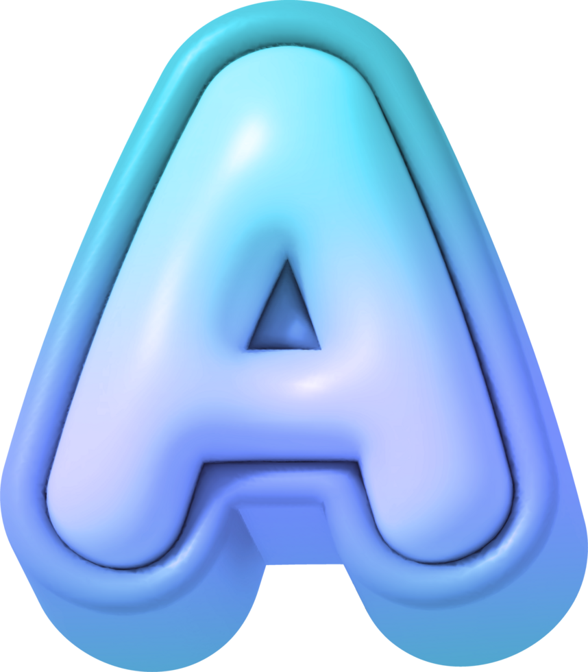 Letter A, Colorful Gradient 3D Lettering png