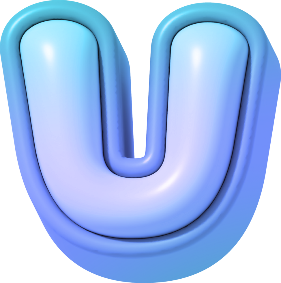 Letter U, Colorful Gradient 3D Lettering png