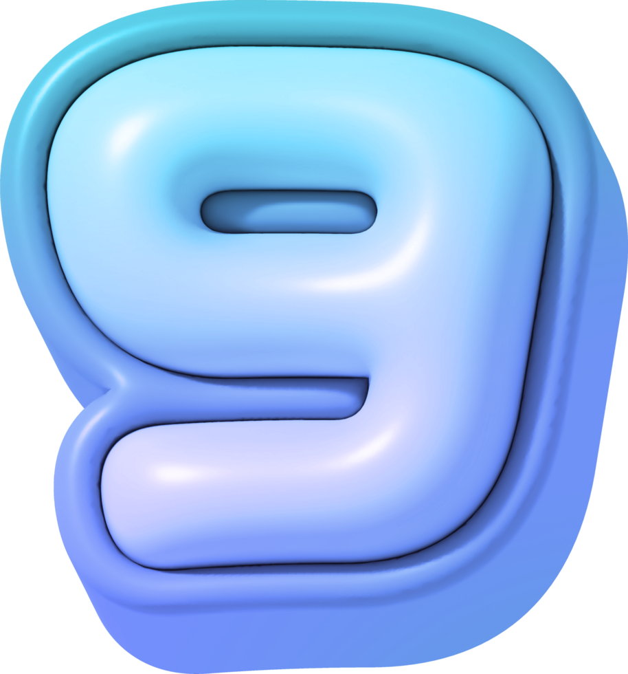 Number 9, Colorful Gradient 3D Lettering png