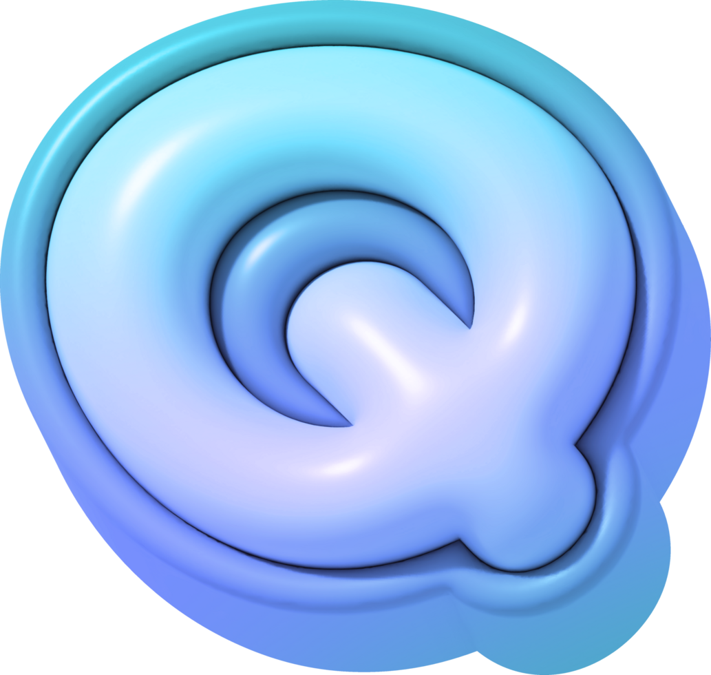Letter Q, Colorful Gradient 3D Lettering png