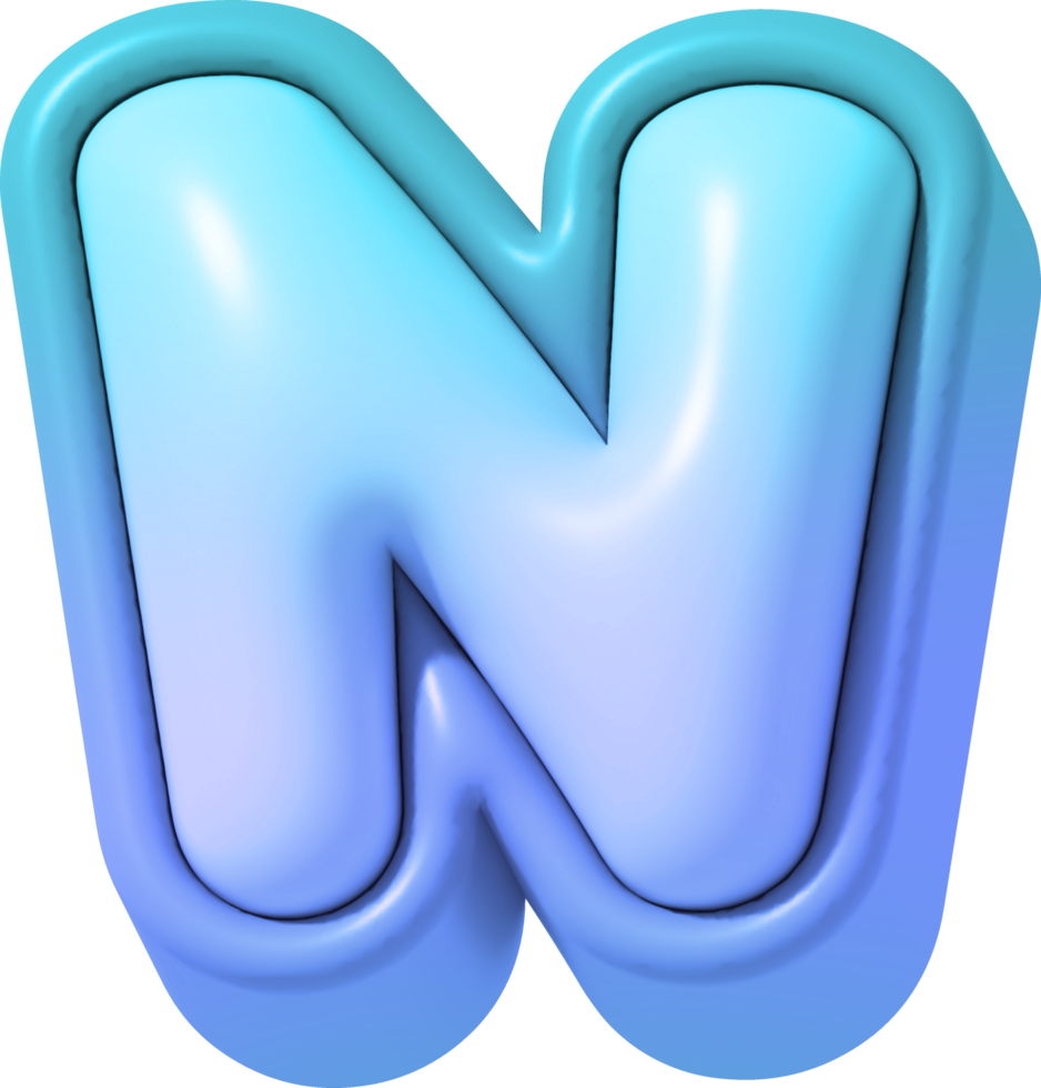 Letter N, Colorful Gradient 3D Lettering png