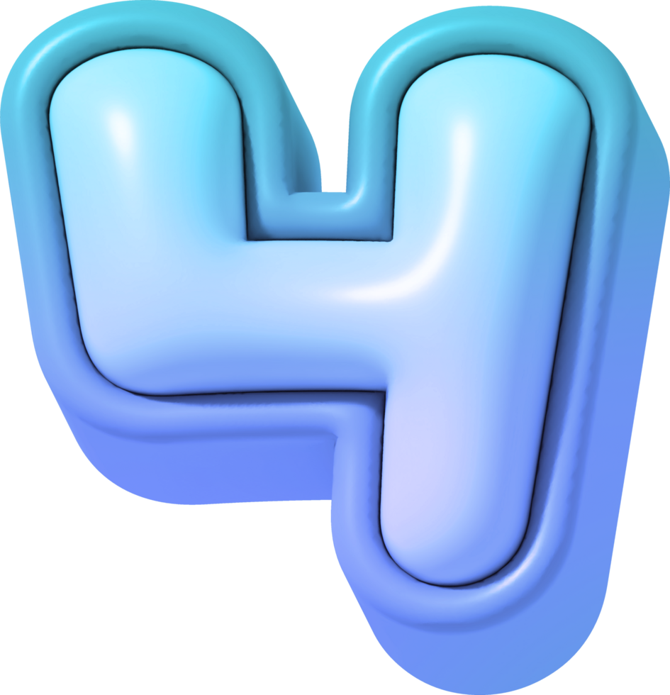 Number 4, Colorful Gradient 3D Lettering png