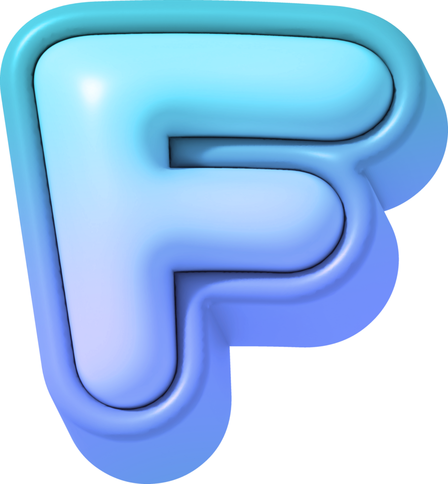 Letter F, Colorful Gradient 3D Lettering png