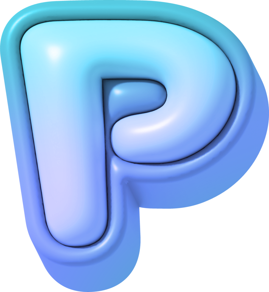 Letter P, Colorful Gradient 3D Lettering png