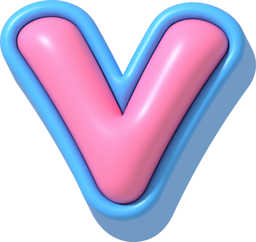 Letter V, Cute 3D Lettering png