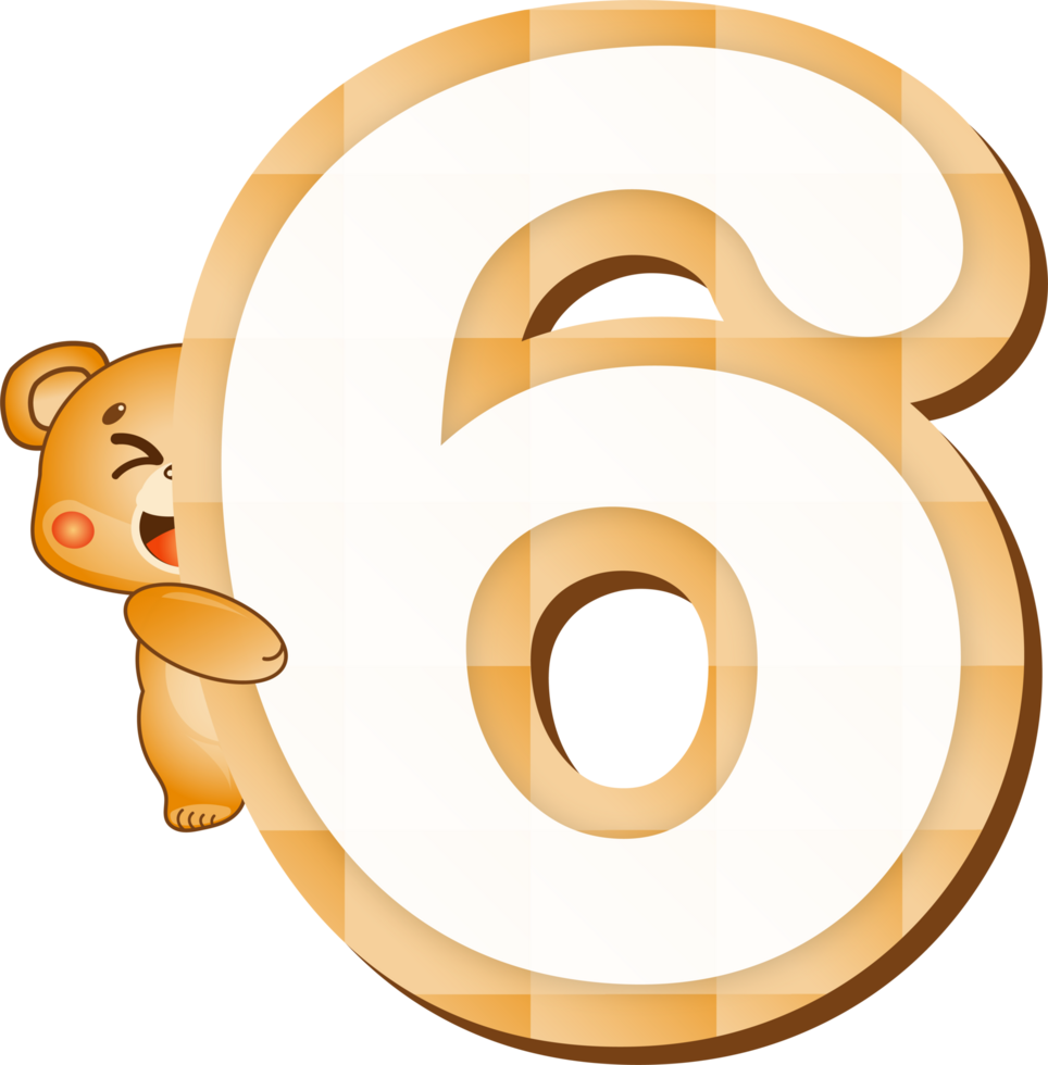 Cute Teddy Bear Alphabet Number 6 png