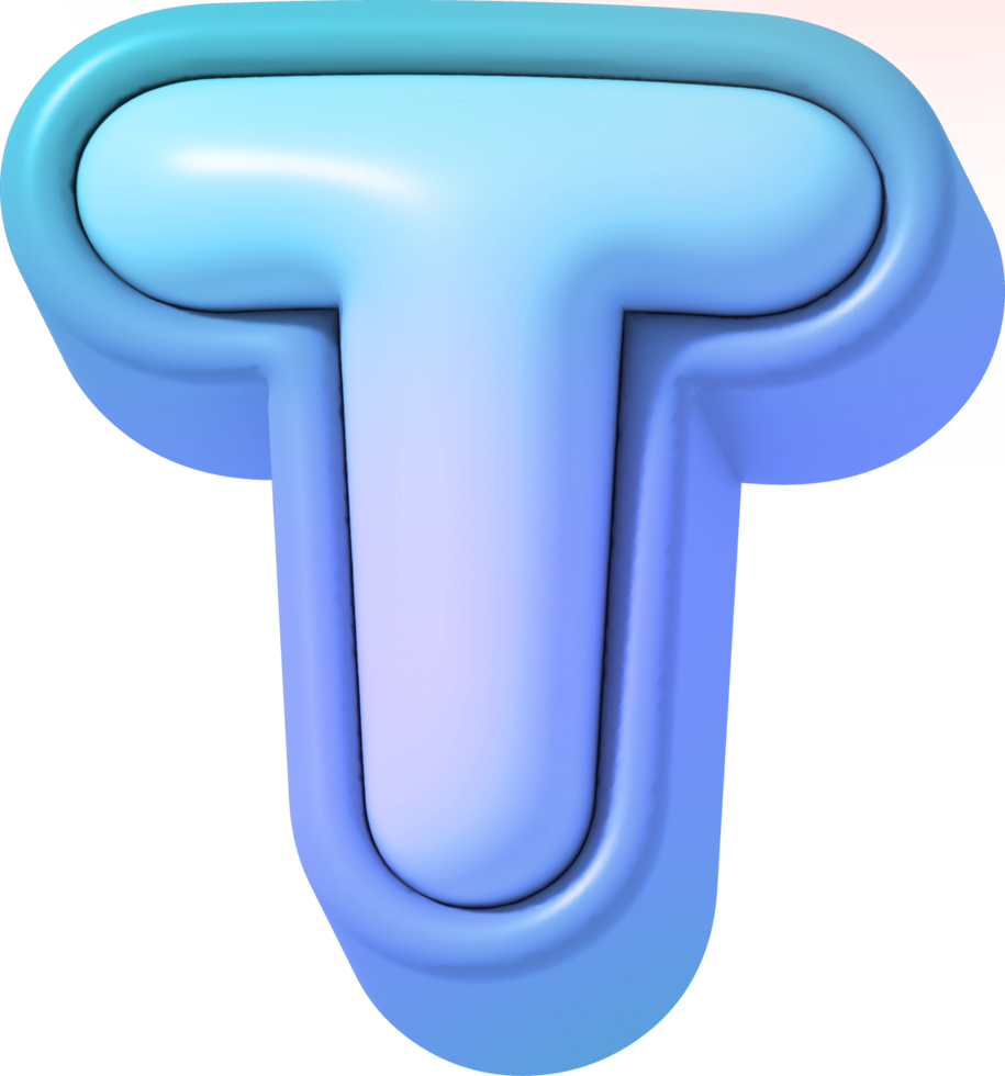 Letter T, Colorful Gradient 3D Lettering png