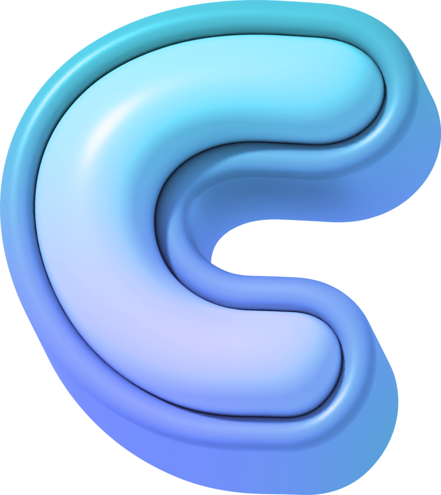 Letter C, Colorful Gradient 3D Lettering png