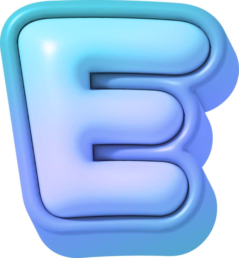 Letter E, Colorful Gradient 3D Lettering png