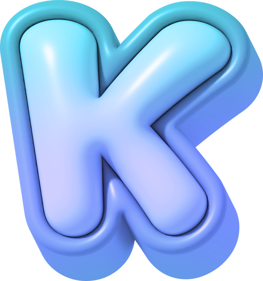 Letter K, Colorful Gradient 3D Lettering png