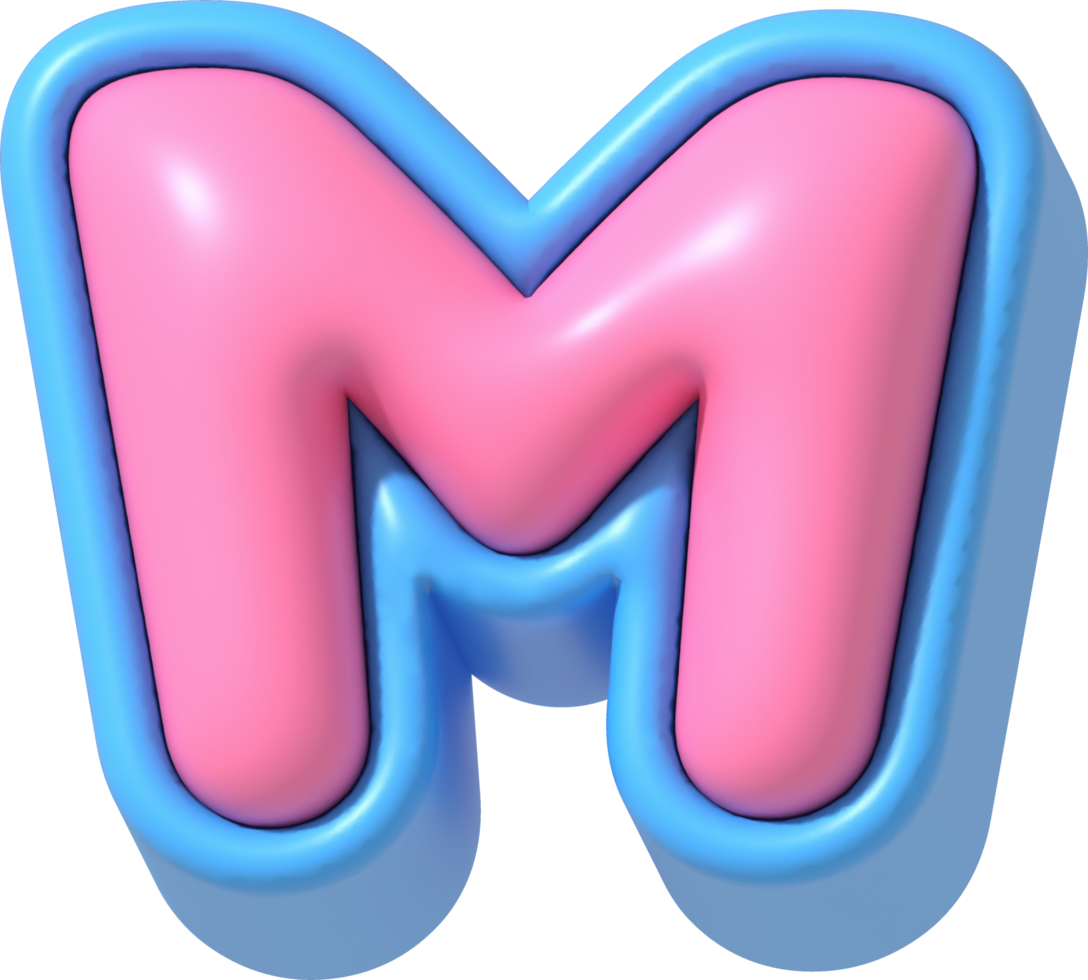 Letter M, Cute 3D Lettering png