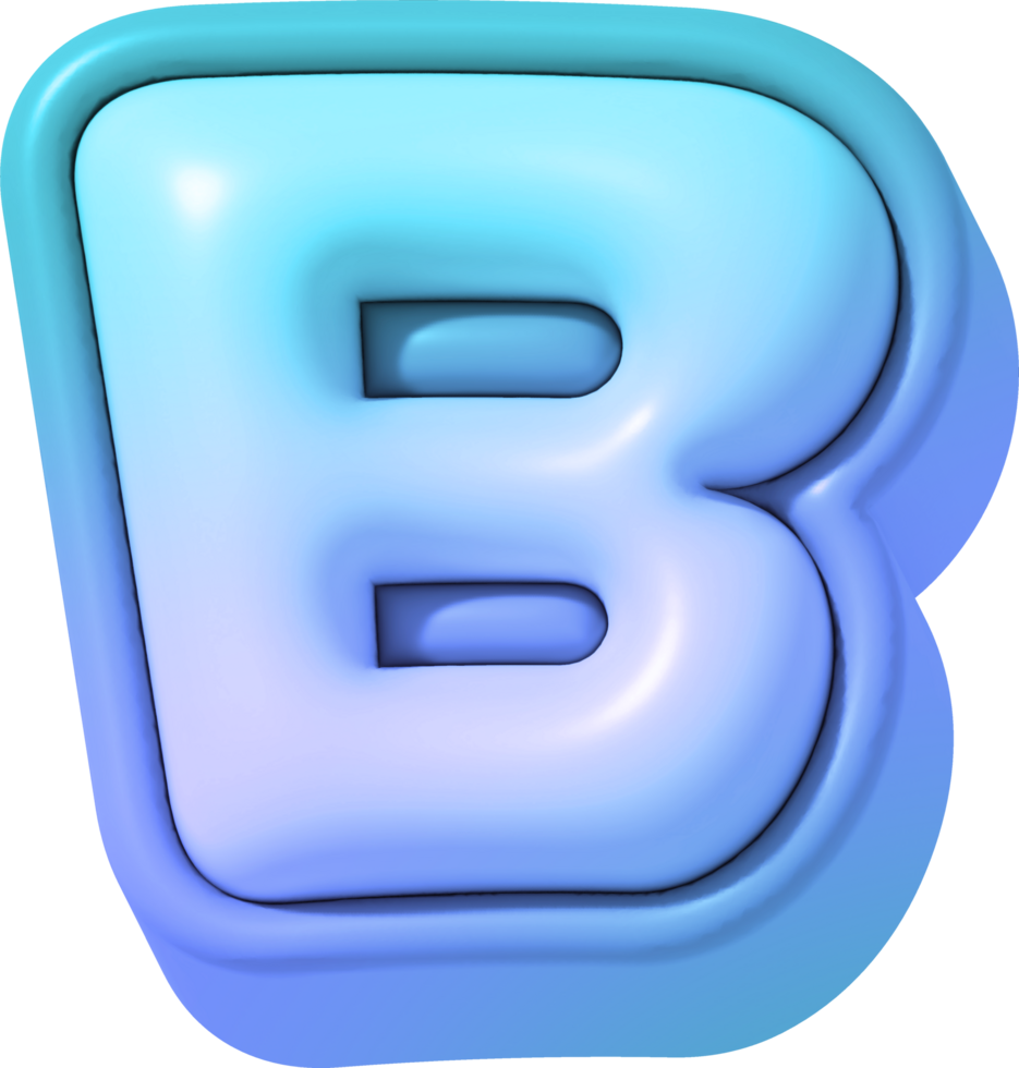 Letter B, Colorful Gradient 3D Lettering png