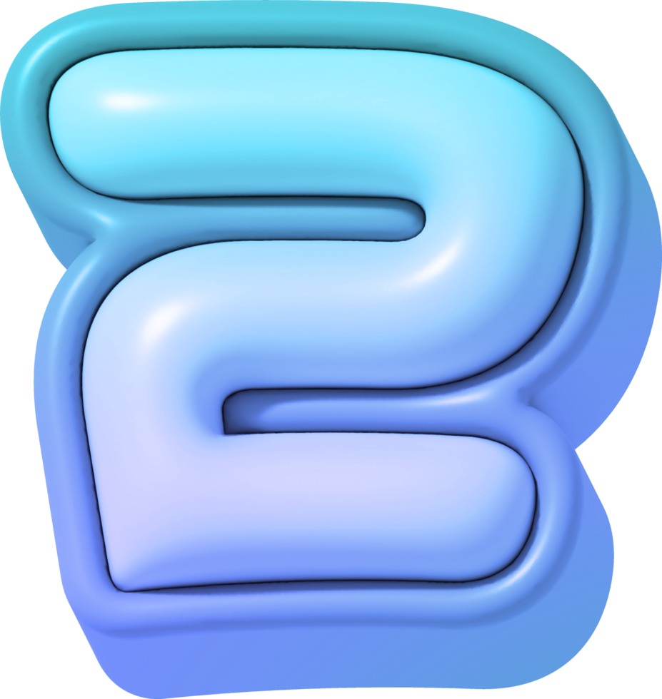 Number 2, Colorful Gradient 3D Lettering png