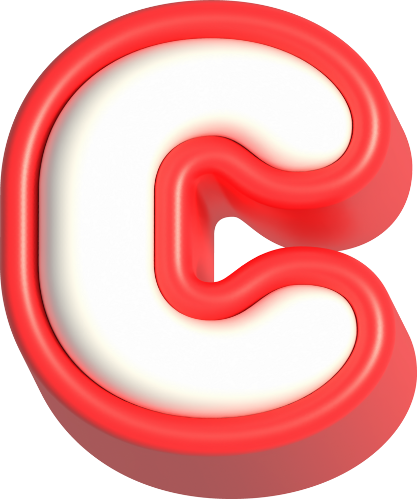 Letter C, 3d rendering uppercase alphabet png