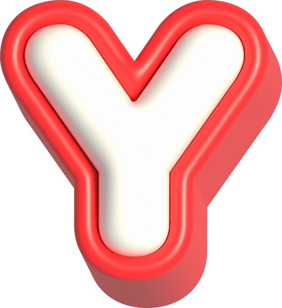Letter Y, 3d rendering uppercase alphabet png