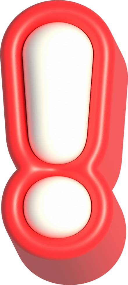 Exclamation mark, 3d rendering uppercase alphabet png