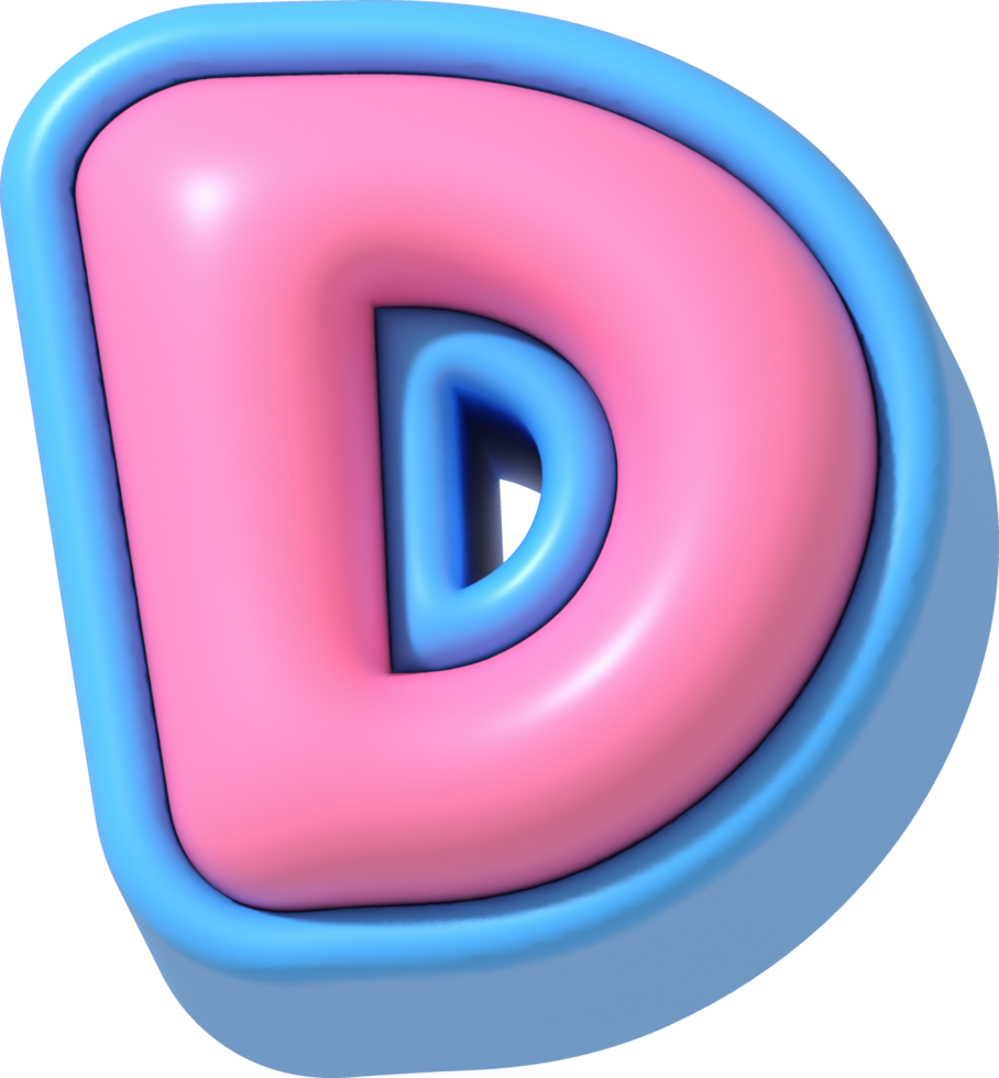 carta d, fofa 3d letras png