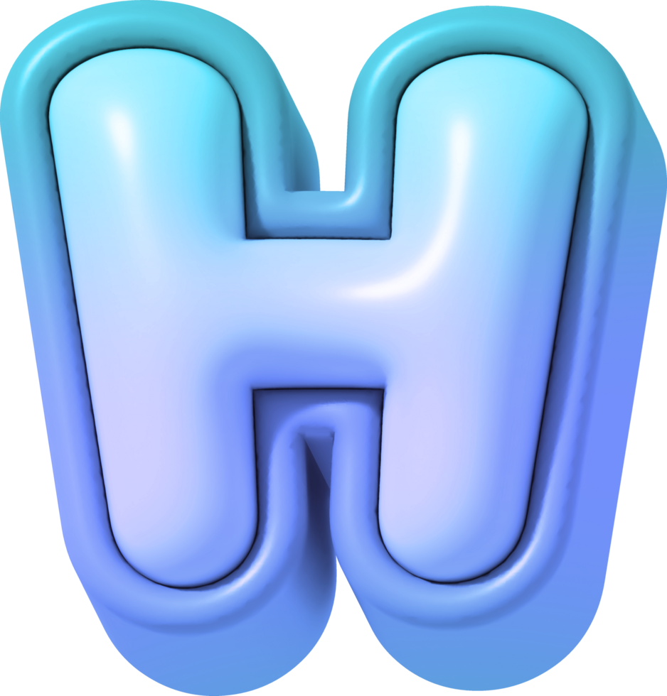 Letter H, Colorful Gradient 3D Lettering png