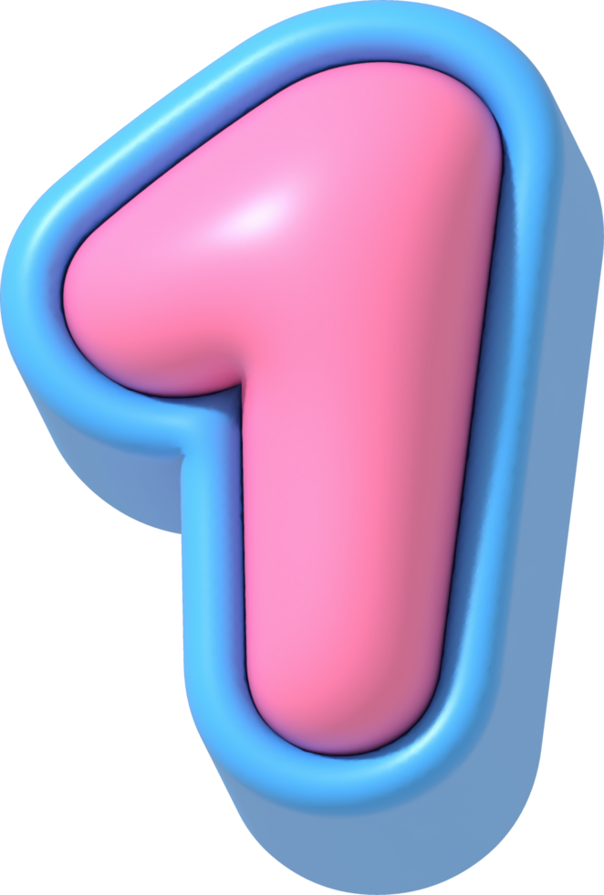 Number 1, Cute 3D Lettering png