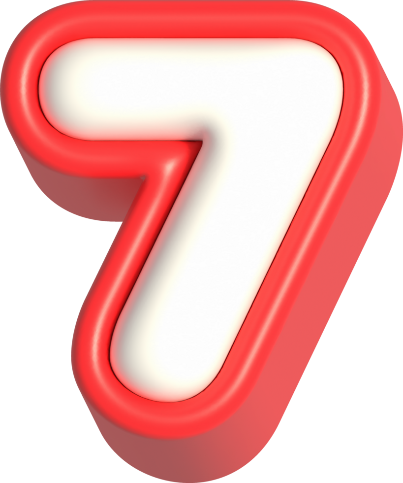 Number 7, 3d rendering uppercase alphabet png