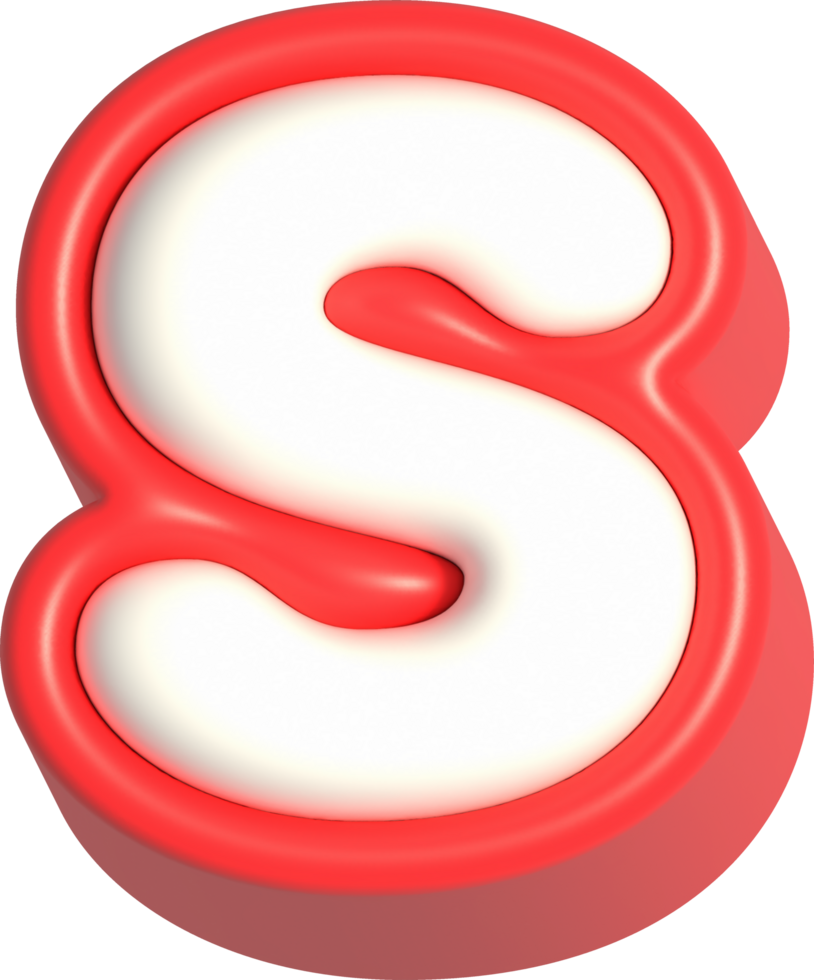 Letter S, 3d rendering uppercase alphabet png