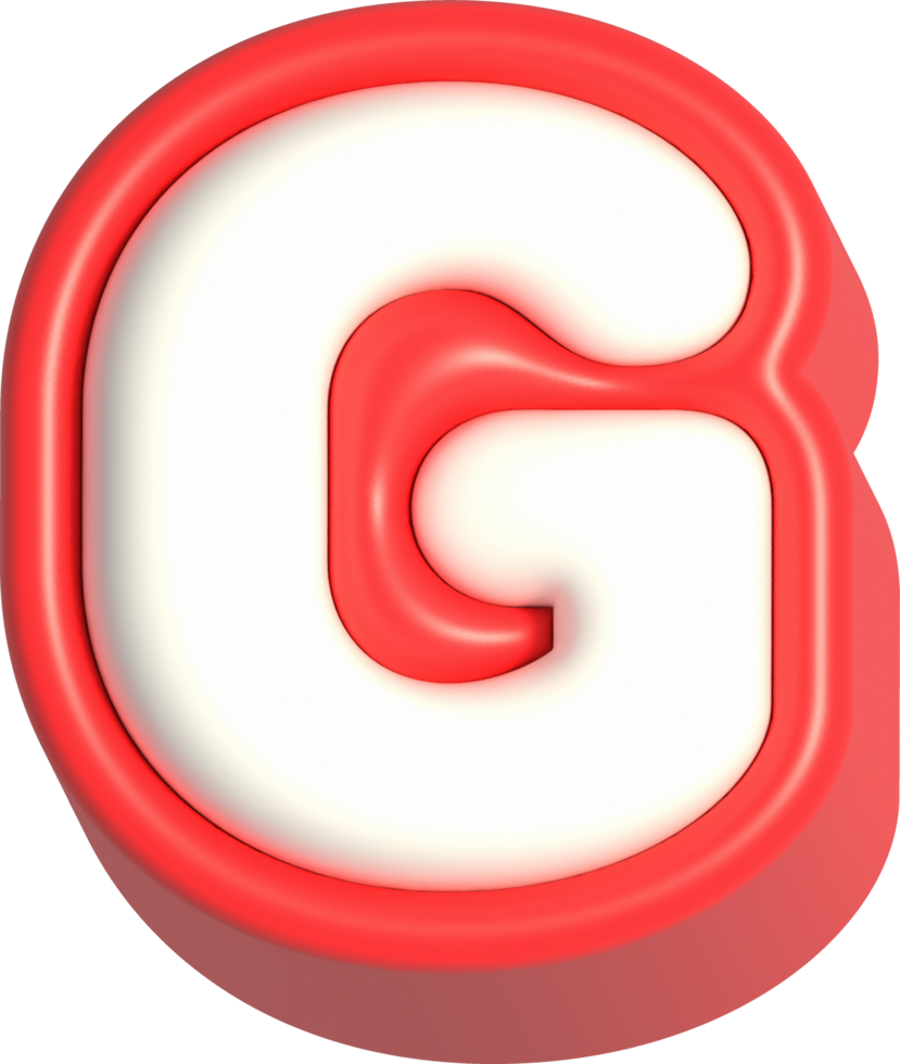 Letter G, 3d rendering uppercase alphabet png