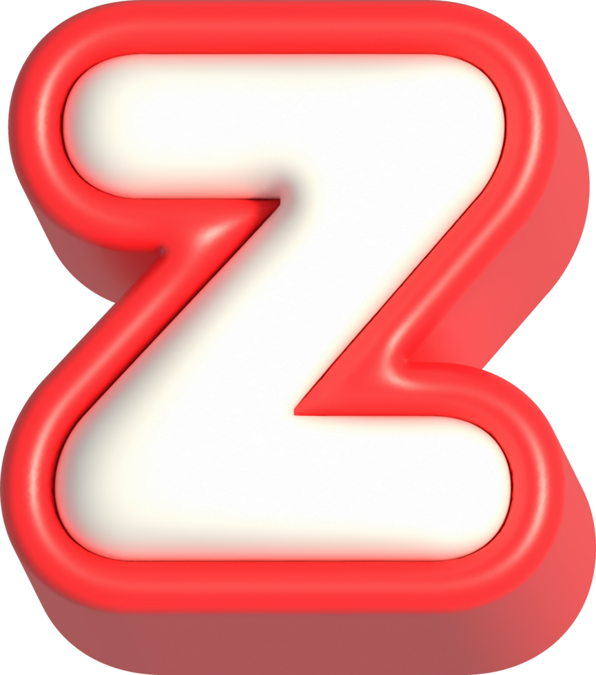 Letter Z, 3d rendering uppercase alphabet png