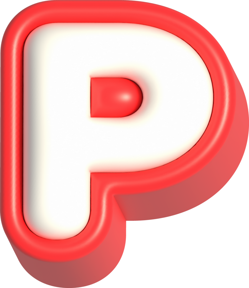 Letter P, 3d rendering uppercase alphabet png