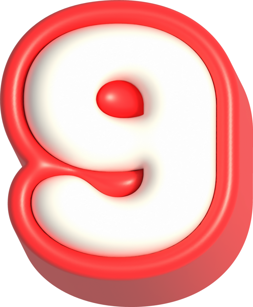 Number 9, 3d rendering uppercase alphabet png