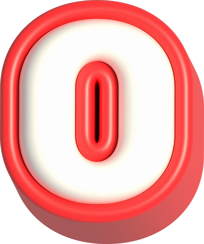 Number 0, 3d rendering uppercase alphabet png
