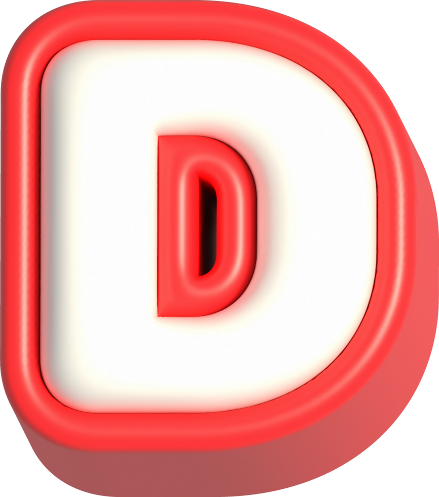 carta d, 3d Renderização maiúscula alfabeto png