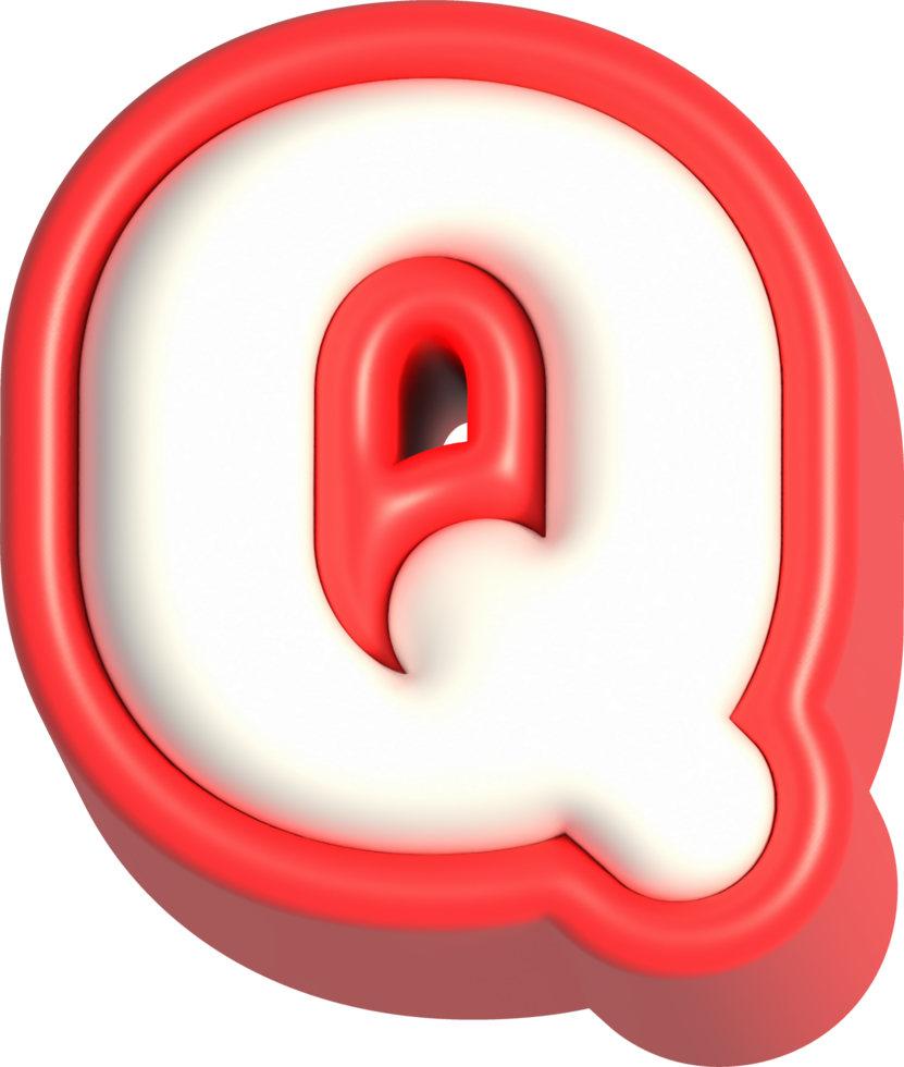 lettera q, 3d interpretazione maiuscolo alfabeto png
