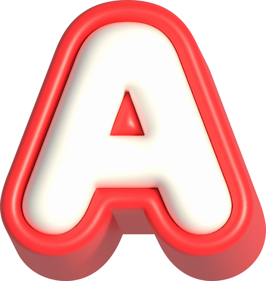Letter A, 3d rendering uppercase alphabet png