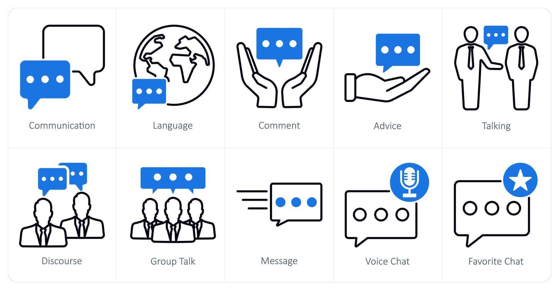 A set of 10 communication icons as communication, language, comment vector