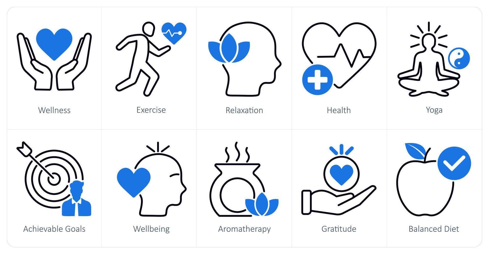 A set of 10 wellness icons as wellness, exercise, relaxation vector