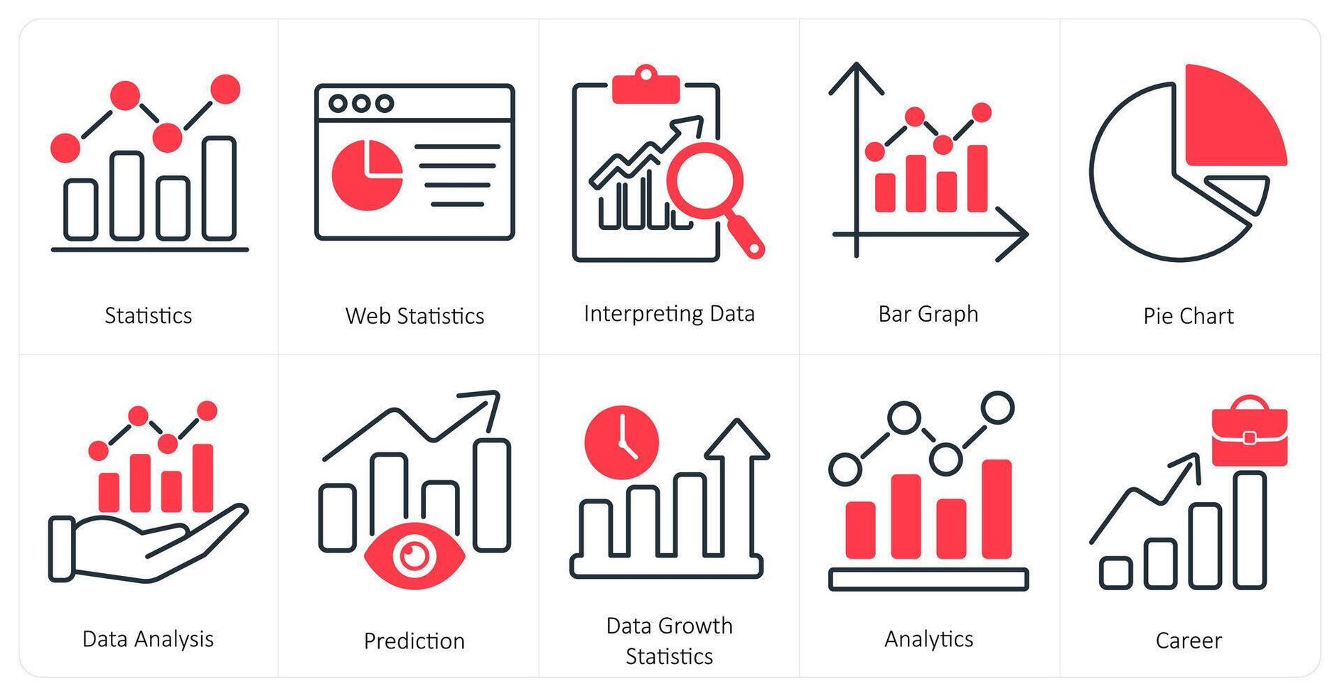 A set of 10 mix icons as statistics, web statistics, interpreting data vector
