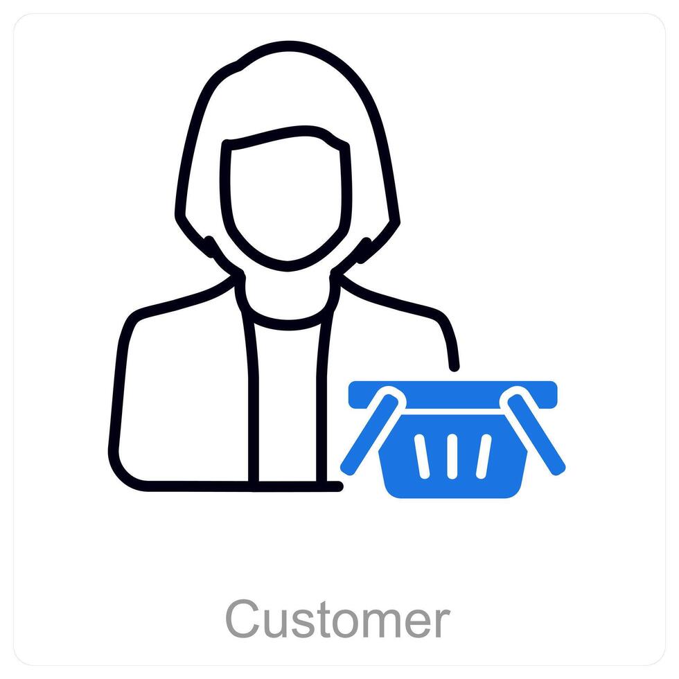 Customer and cart icon concept vector