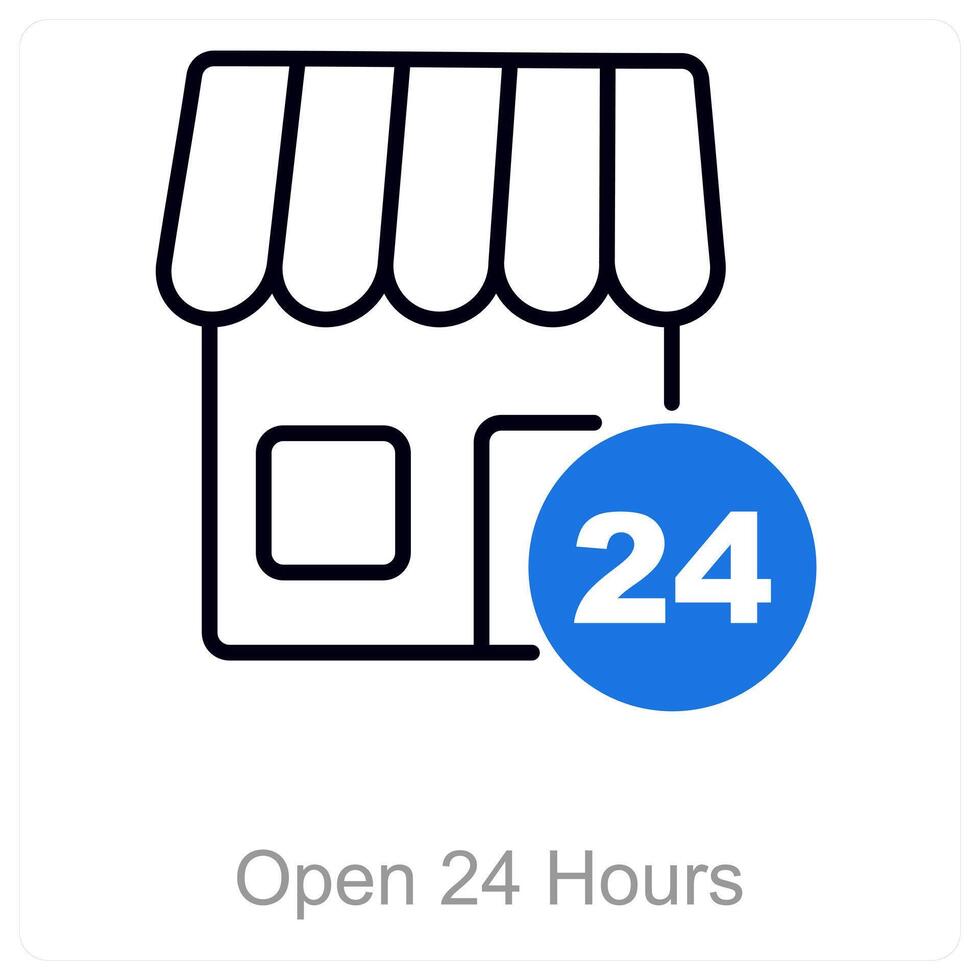 Open 24 Hours and open icon concept vector