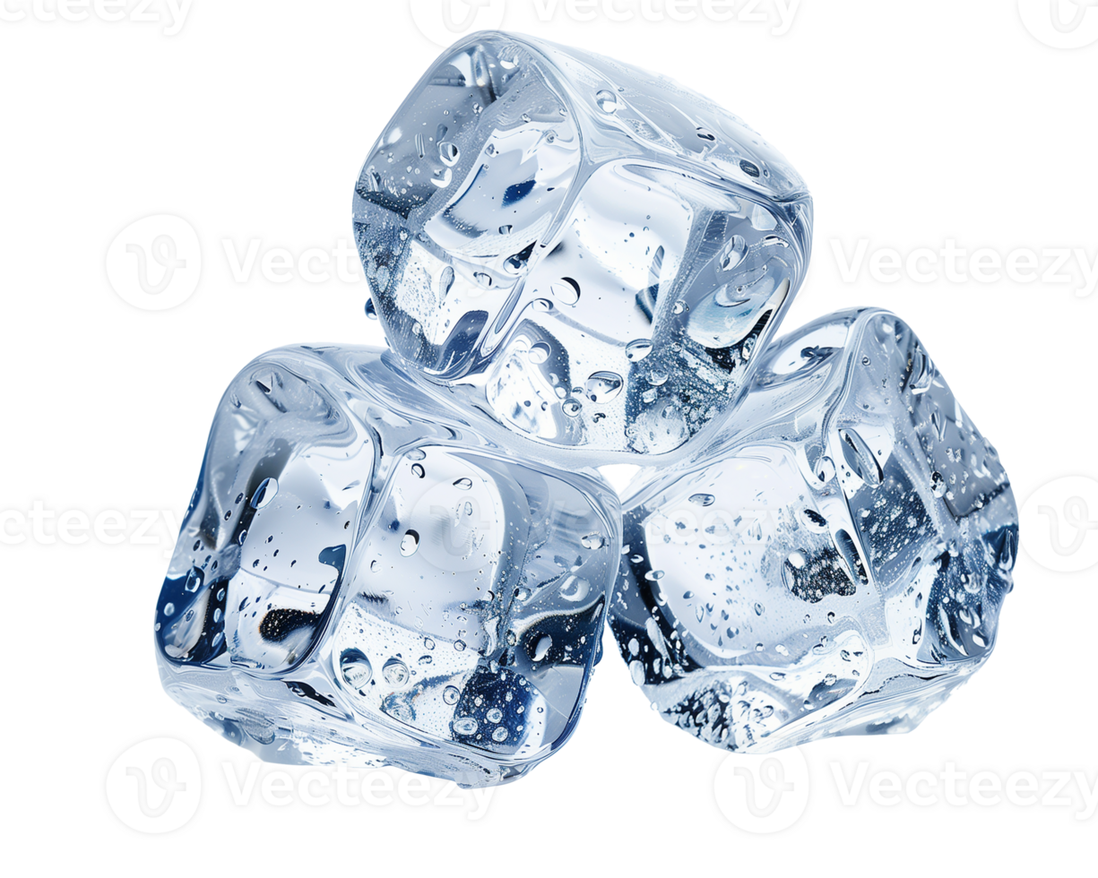 3 Ice cubes Isolated on Transparent Background png
